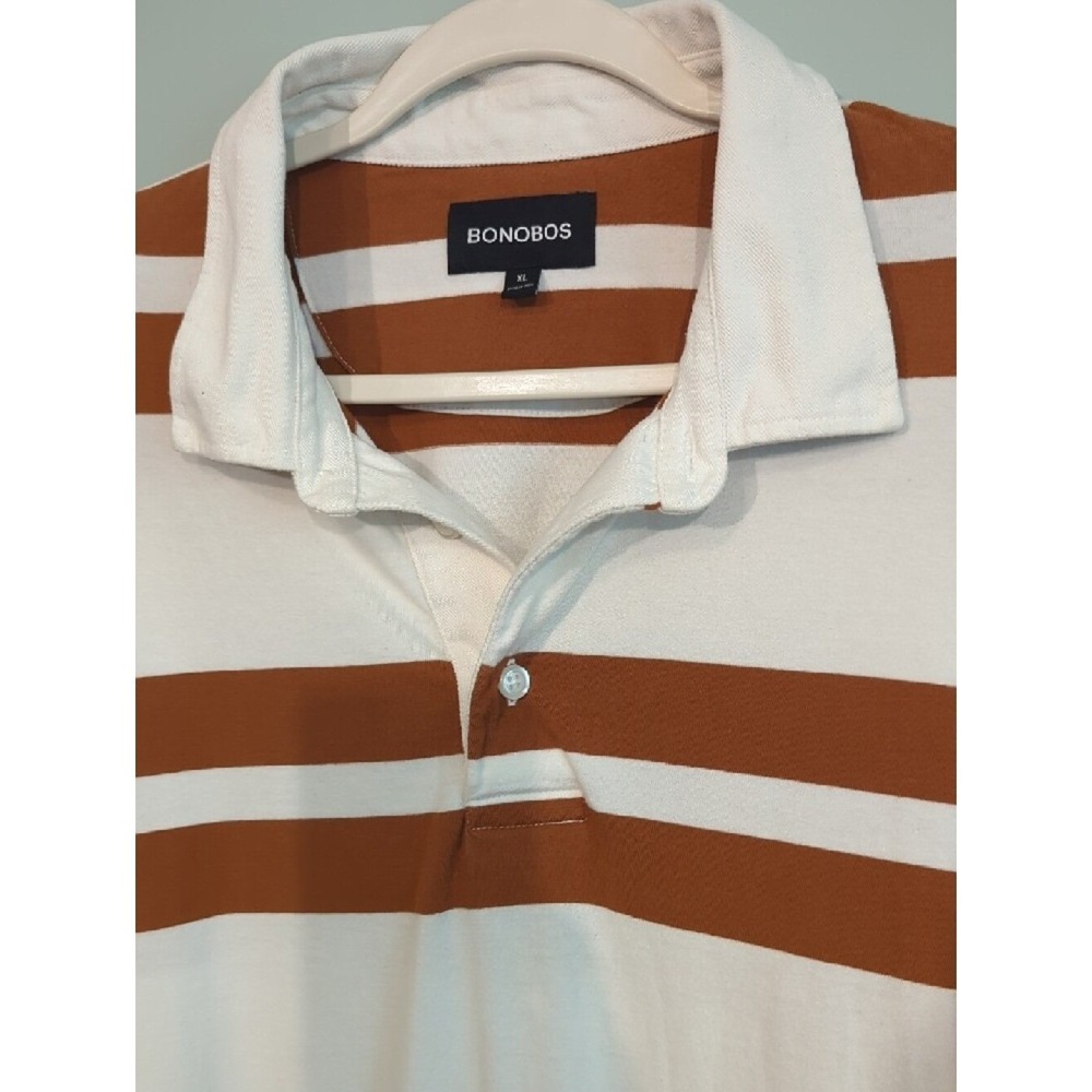 Bonobos‎ Rugby Polo White Brown XL image 2